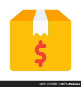 delivery box dollar sign, icon on isolated background