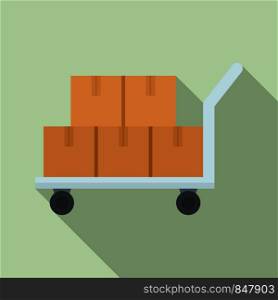 Delivery box on cart icon. Flat illustration of delivery box on cart vector icon for web design. Delivery box on cart icon, flat style