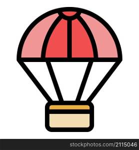 Delivery box parachute icon. Outline delivery box parachute vector icon color flat isolated. Delivery box parachute icon color outline vector