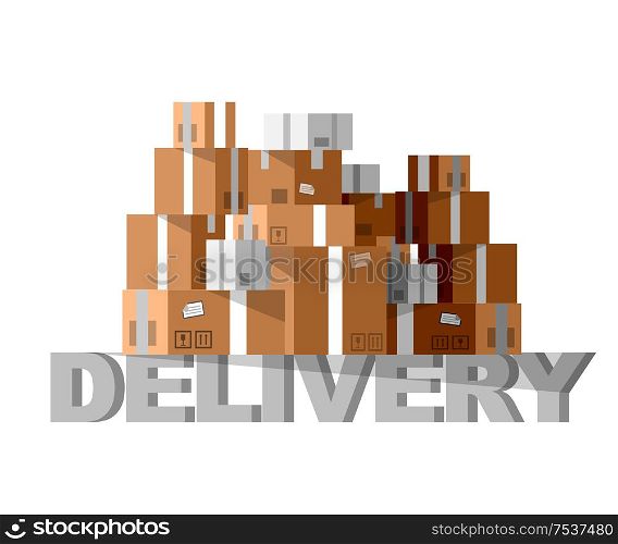 Delivery box. Vector Delivery. Delivery detailed illustration box. Delivery fast to the door and box. Delivery vector illustration box. Funny Delivery character