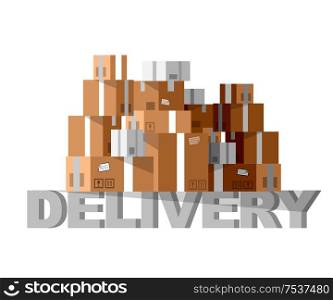 Delivery box. Vector Delivery. Delivery detailed illustration box. Delivery fast to the door and box. Delivery vector illustration box. Funny Delivery character