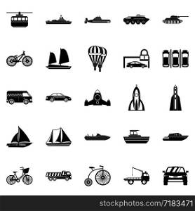 Delivery by transport icons set. Simple set of 25 delivery by transport vector icons for web isolated on white background. Delivery by transport icons set, simple style