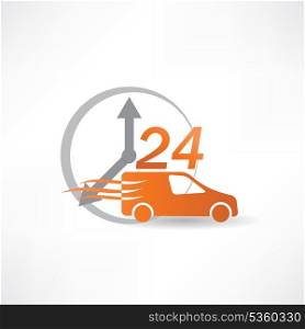 delivery car twenty-four hours a day icon
