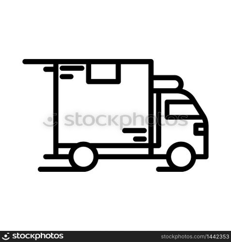 Delivery car vector flat outline icon, postal truck concept isolated illustration on white background.