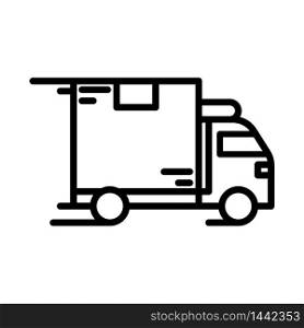 Delivery car vector flat outline icon, postal truck concept isolated illustration on white background.