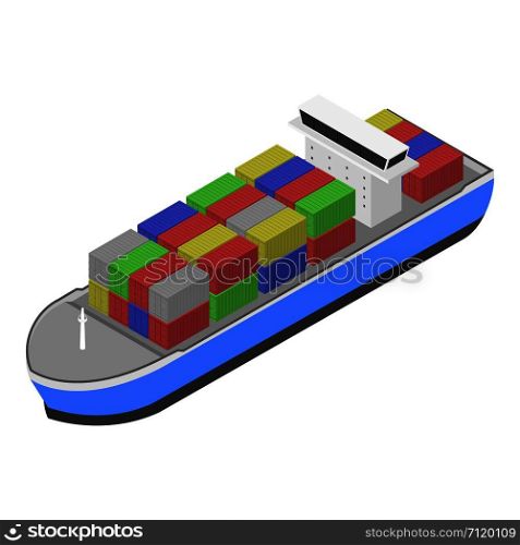 Delivery cargo ship icon. Isometric of delivery cargo ship vector icon for web design isolated on white background. Delivery cargo ship icon, isometric style