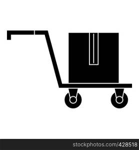 Delivery cart with box icon. Simple illustration of delivery cart with box vector icon for web. Delivery cart with box icon, simple style