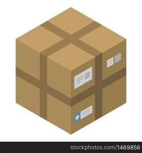 Delivery carton box icon. Isometric of delivery carton box vector icon for web design isolated on white background. Delivery carton box icon, isometric style