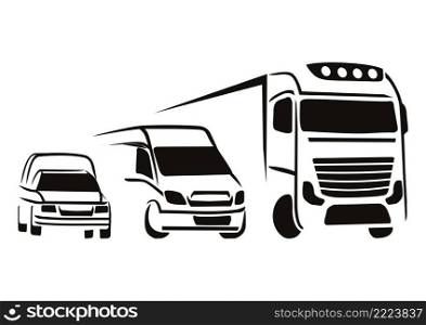 Delivery company with different types of vehicles