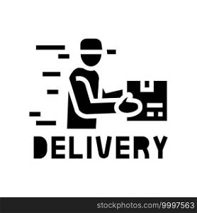delivery courier free shipping glyph icon vector. delivery courier free shipping sign. isolated contour symbol black illustration. delivery courier free shipping glyph icon vector illustration
