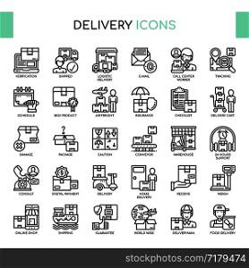 Delivery Elements , Thin Line and Pixel Perfect Icons