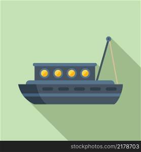 Delivery fish boat icon flat vector. Fishing sea. Water sail. Delivery fish boat icon flat vector. Fishing sea