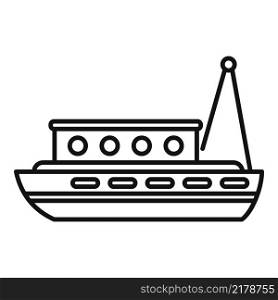 Delivery fish boat icon outline vector. Fishing sea. Water sail. Delivery fish boat icon outline vector. Fishing sea