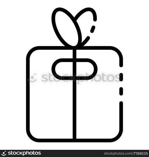 Delivery gift box icon. Outline delivery gift box vector icon for web design isolated on white background. Delivery gift box icon, outline style