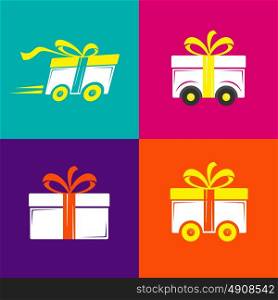 Delivery gift icons. Set logo for design. Vector illustration