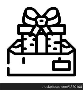 delivery gift line icon vector. delivery gift sign. isolated contour symbol black illustration. delivery gift line icon vector illustration