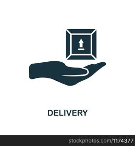 Delivery icon. Monochrome style design from logistics delivery collection. UI. Pixel perfect simple pictogram delivery icon. Web design, apps, software, print usage.. Delivery icon. Monochrome style design from logistics delivery icon collection. UI. Pixel perfect simple pictogram delivery icon. Web design, apps, software, print usage.