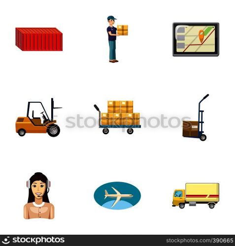 Delivery icons set. Cartoon illustration of 9 delivery vector icons for web. Delivery icons set, cartoon style