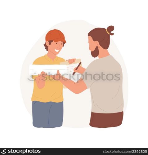 Delivery isolated cartoon vector illustration Smiling teen delivering pizza box, boy gaining work experience, teenager first job, summer work, order delivery service vector cartoon.. Delivery isolated cartoon vector illustration