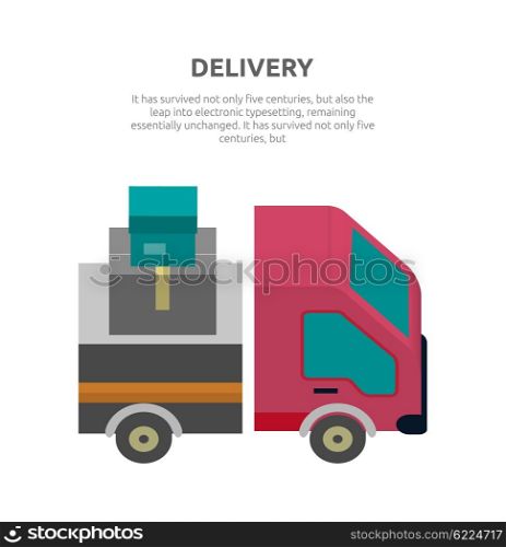 Delivery lorry driving fast design. Auto car and delivery van, truck lorry icon, shipping business, cargo vehicle transport, service transportation vector illustration
