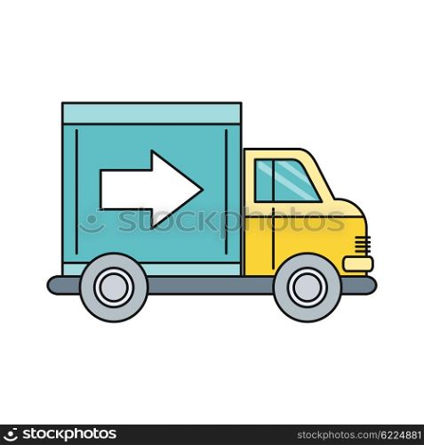 Delivery lorry driving fast design. Deliver auto, car and delivery van, truck lorry icon, shipping business, cargo vehicle transport, service transportation vector illustration