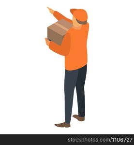 Delivery man box icon. Isometric of delivery man box vector icon for web design isolated on white background. Delivery man box icon, isometric style