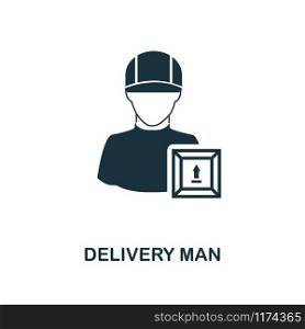Delivery Man icon. Monochrome style design from logistics delivery collection. UI. Pixel perfect simple pictogram delivery man icon. Web design, apps, software, print usage.. Delivery Man icon. Monochrome style design from logistics delivery icon collection. UI. Pixel perfect simple pictogram delivery man icon. Web design, apps, software, print usage.