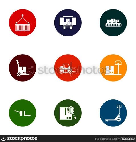 Delivery of box icons set. Flat set of 9 delivery of box vector icons for web isolated on white background. Delivery of box icons set, flat style