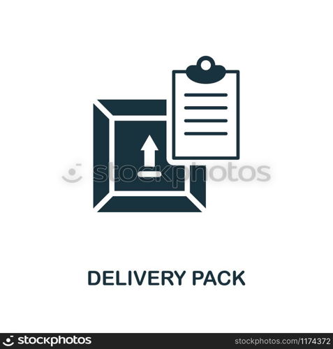 Delivery Pack icon. Monochrome style design from logistics delivery collection. UI. Pixel perfect simple pictogram delivery pack icon. Web design, apps, software, print usage.. Delivery Pack icon. Monochrome style design from logistics delivery icon collection. UI. Pixel perfect simple pictogram delivery pack icon. Web design, apps, software, print usage.