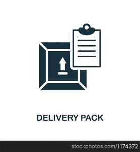 Delivery Pack icon. Monochrome style design from logistics delivery collection. UI. Pixel perfect simple pictogram delivery pack icon. Web design, apps, software, print usage.. Delivery Pack icon. Monochrome style design from logistics delivery icon collection. UI. Pixel perfect simple pictogram delivery pack icon. Web design, apps, software, print usage.