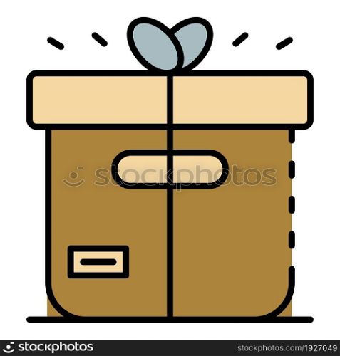 Delivery parcel icon. Outline delivery parcel vector icon color flat isolated. Delivery parcel icon color outline vector