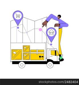 Delivery point abstract concept vector illustration. Delivery point validation, courier driver app, shipping company, post office, tracking application, pick up parcel abstract metaphor.. Delivery point abstract concept vector illustration.