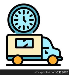 Delivery sales car icon. Outline delivery sales car vector icon color flat isolated. Delivery sales car icon color outline vector