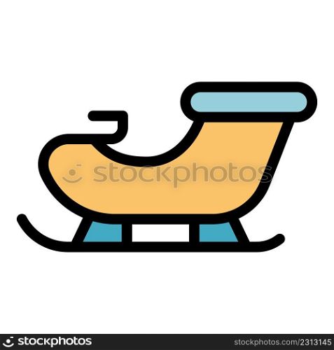 Delivery santa sleigh icon. Outline delivery santa sleigh vector icon color flat isolated. Delivery santa sleigh icon color outline vector