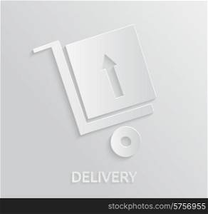 Delivery service 24 hours . Cargo truck symbol. App icon of the trolley with the goods which have delivered