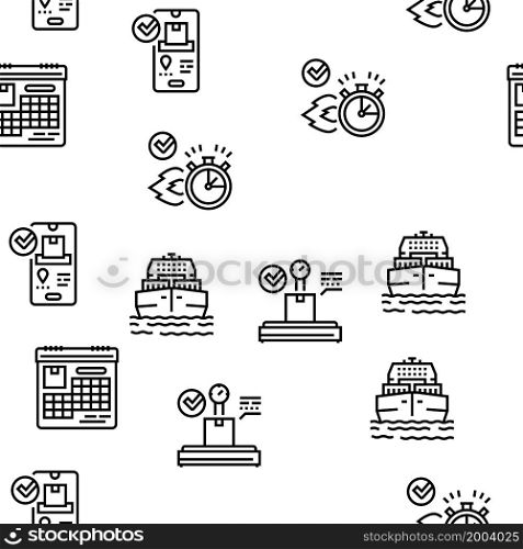 Delivery Service Application Vector Seamless Pattern Thin Line Illustration. Delivery Service Application Vector Seamless Pattern