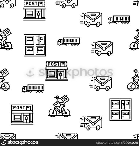 Delivery Service Application Vector Seamless Pattern Thin Line Illustration. Delivery Service Application Vector Seamless Pattern
