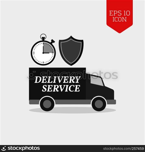 Delivery service concept icon. Flat design gray color symbol. Modern UI web navigation, sign. Illustration element