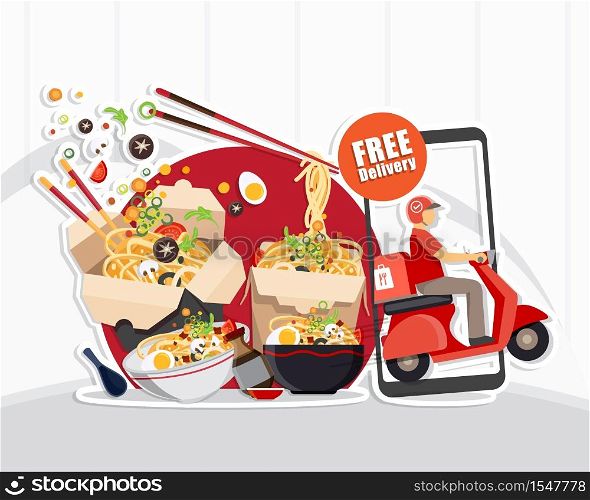 delivery, service, food, scooter, deliver, fast food, courier, vector, illustration, online, transport, fast, mobile, speed, man, isolated, motorcycle, order, shipping, express, business, design, vehicle, box, sale, banner, home, carry, route, pin, infographic, smartphone, restaurant, graphic, gps