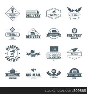 Delivery service logo icons set. Simple illustration of 16 delivery service logo vector icons for web. Delivery service logo icons set, simple style