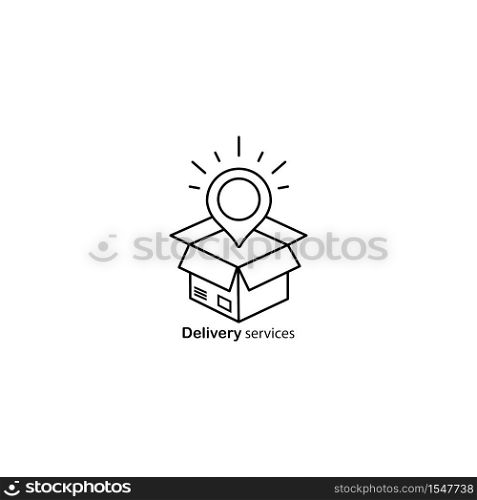 Delivery services, opened box, relocation concept, cargo shipment icon. Vector on isolated white background. EPS 10. Delivery services, opened box, relocation concept, cargo shipment icon. Vector on isolated white background. EPS 10.