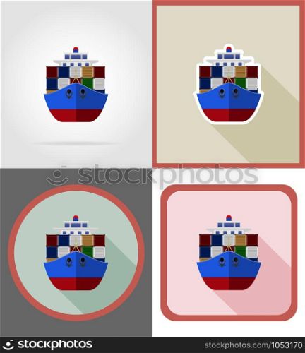 delivery shipping by sea on a ship flat icons vector illustration isolated on background