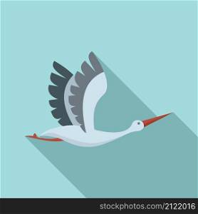 Delivery stork icon flat vector. Baby bird. Crane stork. Delivery stork icon flat vector. Baby bird