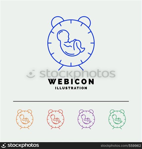 delivery, time, baby, birth, child 5 Color Line Web Icon Template isolated on white. Vector illustration. Vector EPS10 Abstract Template background