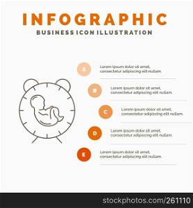 delivery, time, baby, birth, child Infographics Template for Website and Presentation. Line Gray icon with Orange infographic style vector illustration