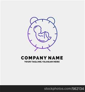 delivery, time, baby, birth, child Purple Business Logo Template. Place for Tagline. Vector EPS10 Abstract Template background