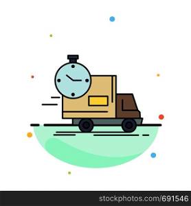 delivery, time, shipping, transport, truck Flat Color Icon Vector