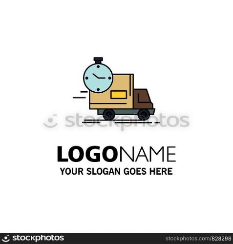 delivery, time, shipping, transport, truck Flat Color Icon Vector