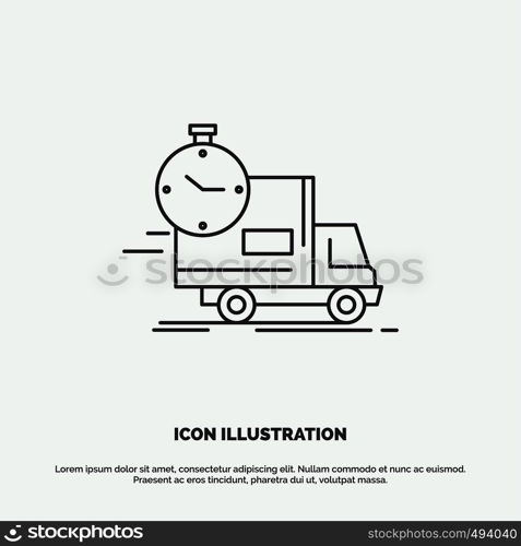 delivery, time, shipping, transport, truck Icon. Line vector gray symbol for UI and UX, website or mobile application. Vector EPS10 Abstract Template background