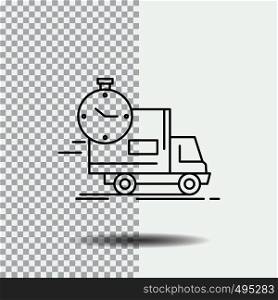 delivery, time, shipping, transport, truck Line Icon on Transparent Background. Black Icon Vector Illustration. Vector EPS10 Abstract Template background
